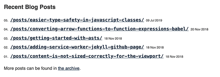 Screenshot of my website.